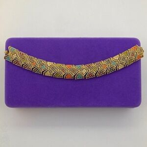 💛 Vintage D’Orlan 22k Gold Plated Buried Treasure Bracelet | Colorful Enamel